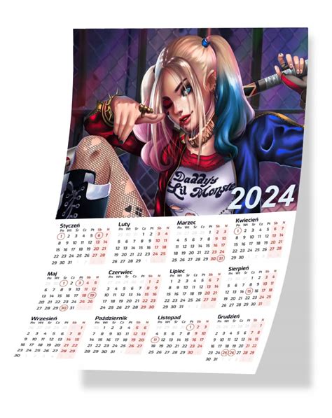 KALENDARZ PLAKATOWY A3 HARLEY QUINN 01 2024 DUŻO WZORÓW 24 99 zł