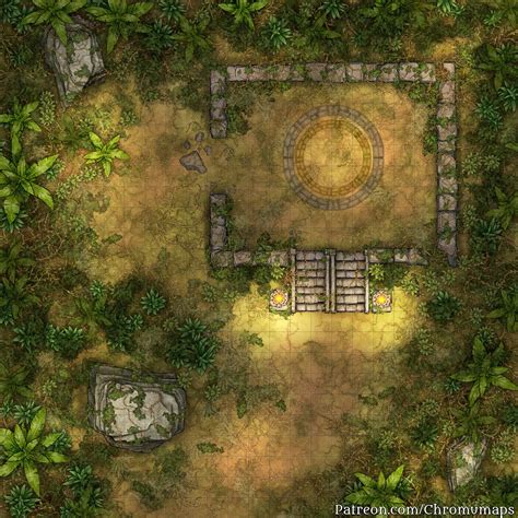 Battlemap Small Jungle Temple 25x25 Oc Dndmaps