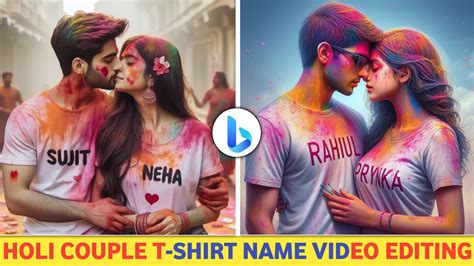 Holi Couple T Shirt Name Ai Photo Editing Technical Sujit