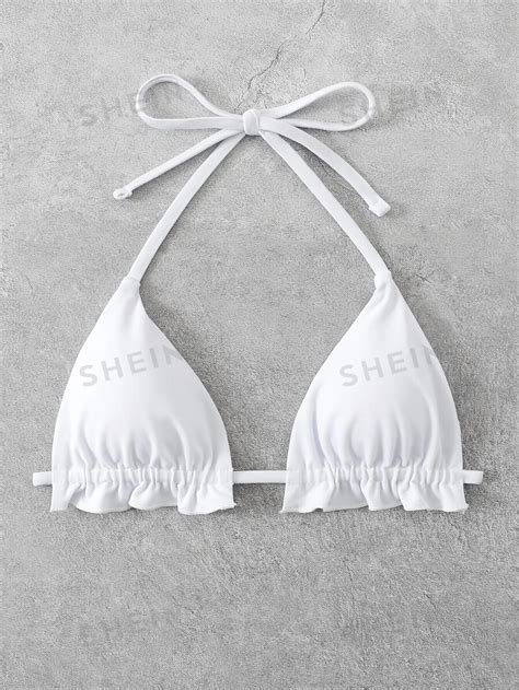 SHEIN Swim Basics Top bikini triángulo ribete fruncido micro Moda de Mujer SHEIN México