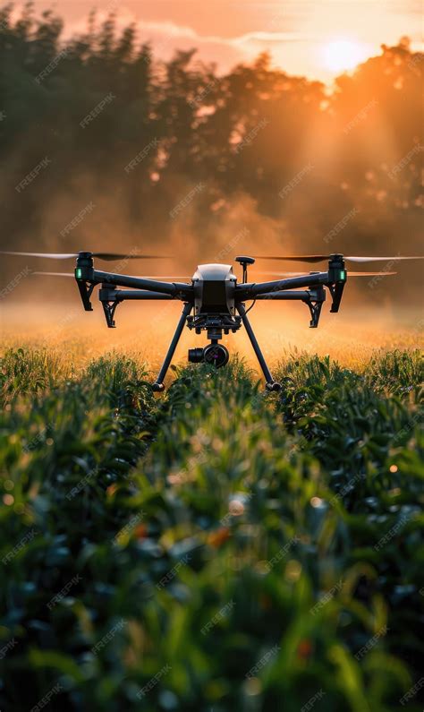 Agricultura Del Futuro Drones Fertilizando Un Campo Tecnología Innovadora Que Mejora El