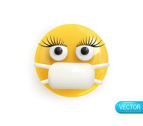 Smile Emoji Wearing Face Mask Coronavirus Vector Image