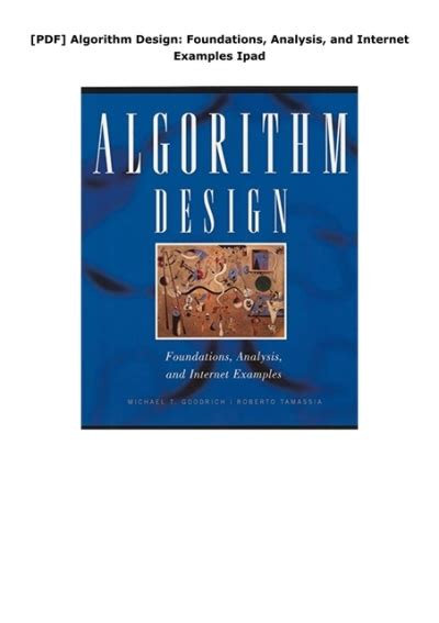 Pdf Algorithm Design Foundations Analysis And Internet Examples Ipad