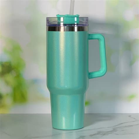 40 Oz Stainless Steel Insulated Tumbler With Handle And Screw Top Slid — Bulk Tumblers