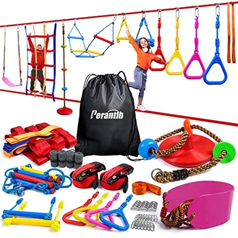 Perantlb Ninja Warrior Obstacle Course For Kids 2x56ft Double Ninja