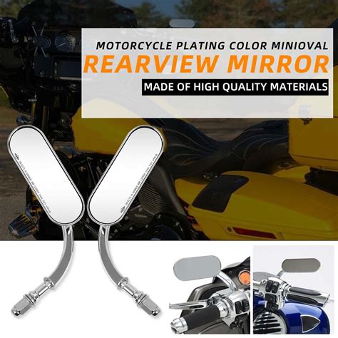 2 Chrome Motorcycle Rearview Mini Oval Mirrors For Harley Dyna Softail