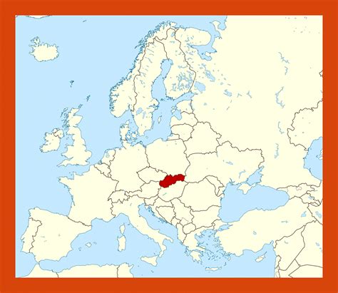 Location map of Slovakia in Europe | Maps of Slovakia | Maps of Europe ...