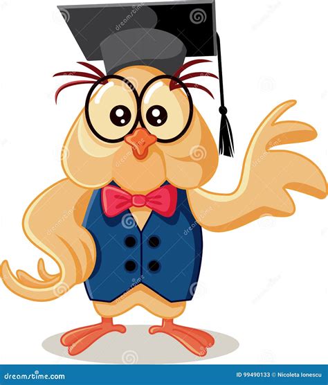 Cute Owl With Graduation Cap Vector Cartoon Stock Vector Illustration