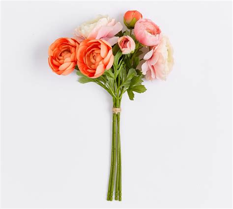 Faux Ranunculus Bundle Coral Pottery Barn