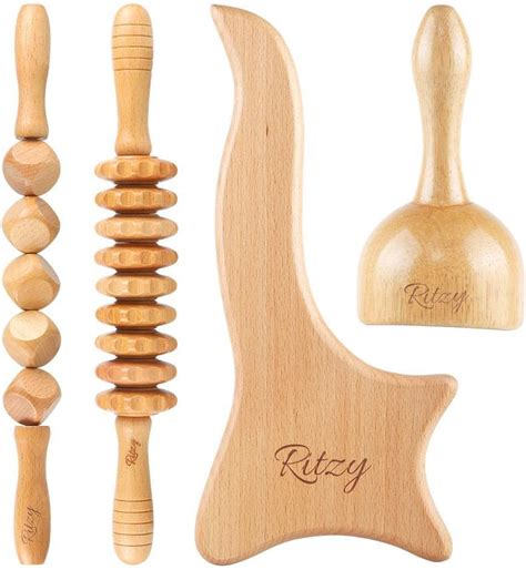 Ritzy Wood Therapy Massage Tools 4 In 1 Maderoterapia Kit Lymphatic