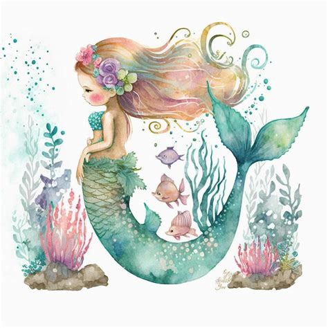 Premium Photo Mermaid Watercolor