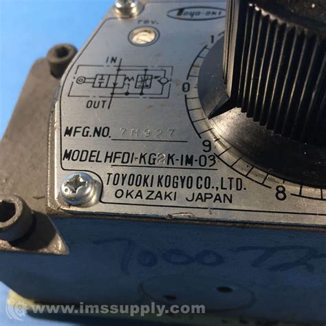 Toyooki Kogyo Hfdi Kg K Im Hydraulic Valve Ims Supply