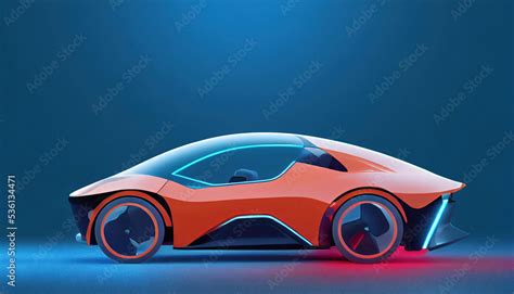 concept generic electric small car design in orange color and electric ...