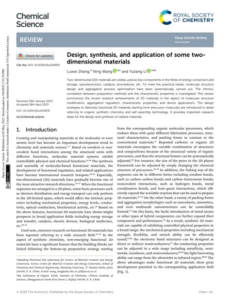 (PDF) Design, synthesis, and application of some two-dimensional materials