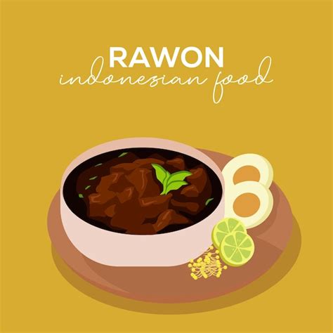 Premium Vector Indonesian Food Rawon Vector Illustration In Flat Design