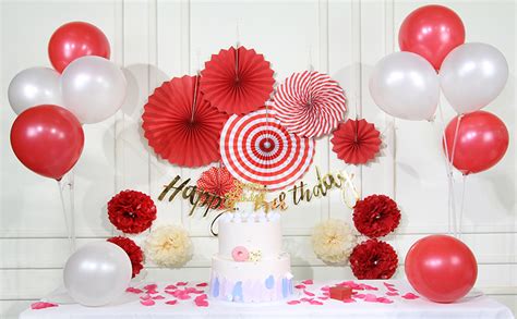 Easy Joy Dekoration F R Geburtstag Rot Und Wei Ballon Deko Rosette