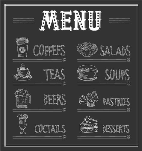 Chalkboard Menu Template. — Stock Vector © TopVectors #92435196