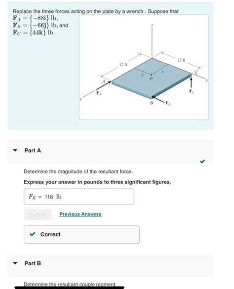 Solved Replace The Three Forces Acting On The Plate By A