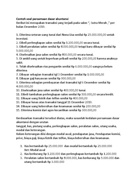 Contoh Soal Persamaan Dasar Akuntansi Pdf