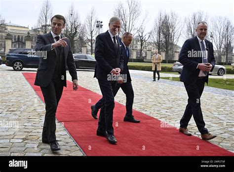 French President Emmanuel Macron Left Arrives To The Government