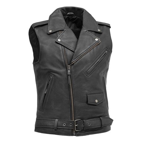 Rockin Mens Motorcycle Leather Vest Mm Leather And Parts