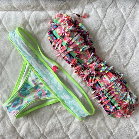 Bright Neon Bikini Size Small Mismatched But Still Depop