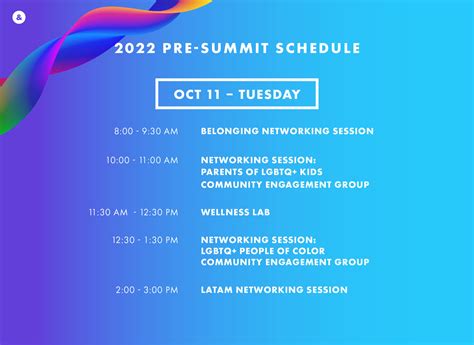 Pre Summit Schedule Out Equal