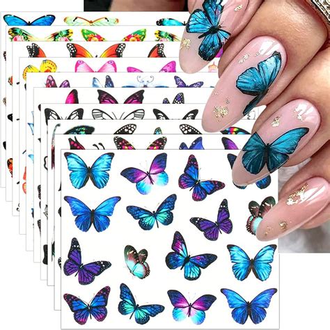 Dornail 30 Blatt Schmetterling Nagelsticker Blumen Wassertransfer