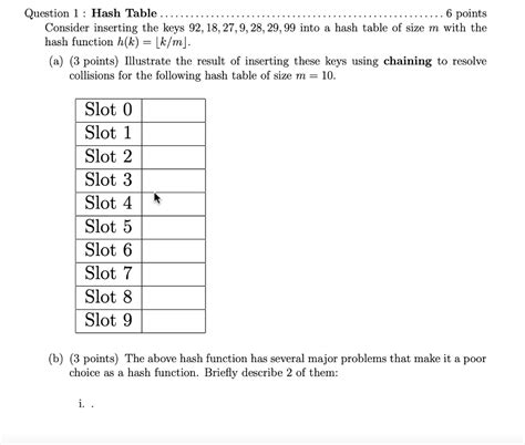 SOLVED Question 1 Hash Table 6 Points Consider Inserting The Keys