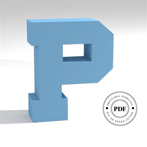 Printable Diy Template Pdf Letter P Low Poly Paper Model Template 3d