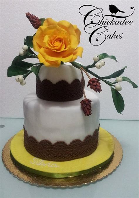 Yellow Rose Cake Decorated Cake By Chickadee Cakes Cakesdecor