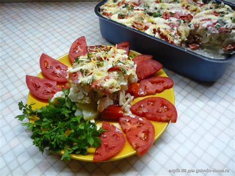 Цветная капуста с курицей в духовке • Блюда из капусты