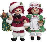 Raggedy Ann Andy Christmas Holiday Porcelain Dolls By Danbury Mint