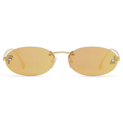 Fendi Fendi First Crystal Oval Sunglasses Gold Sunglasses Fendi Eyewear Avvenice