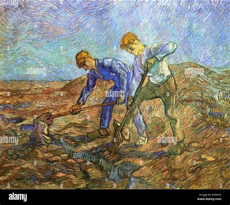 Vincent Van Gogh Two Peasants Digging After Millet Stock Photo Alamy