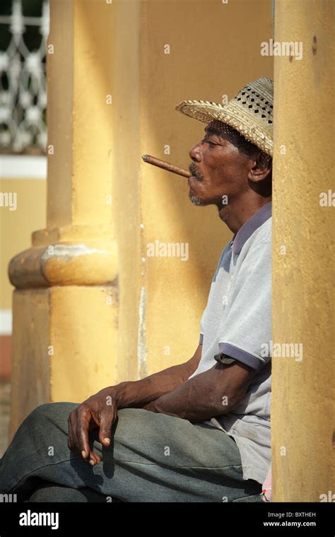 Cuban Man Smoking Cigar In Trinidad Hi Res Stock Photography And Images