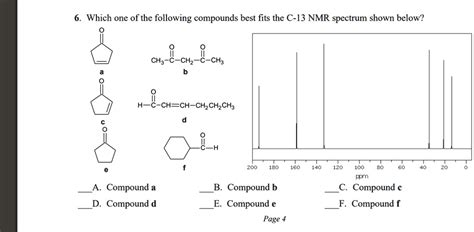 SOLVED Which One Of The Following Compounds Best Fits The 13 NMR