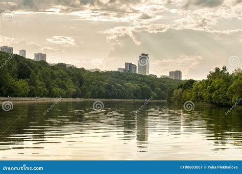 Parks of Moscow. stock image. Image of lake, water, downtown - 80603087