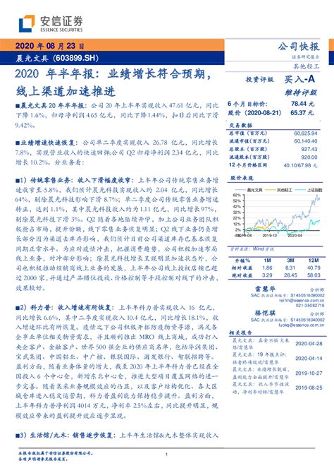 2020年半年报：业绩增长符合预期，线上渠道加速推进