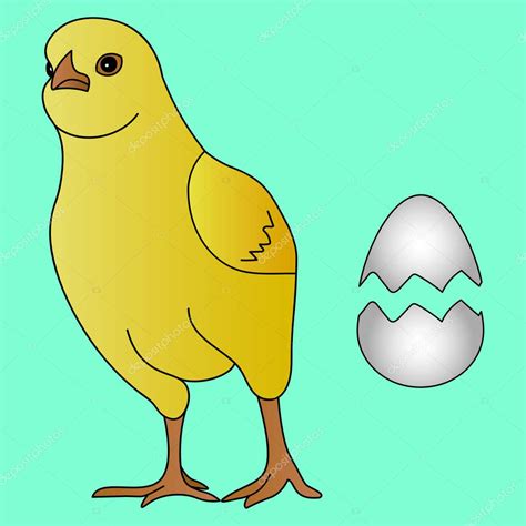 Ilustración vectorial a color de una gallina nacida de un huevo Bola