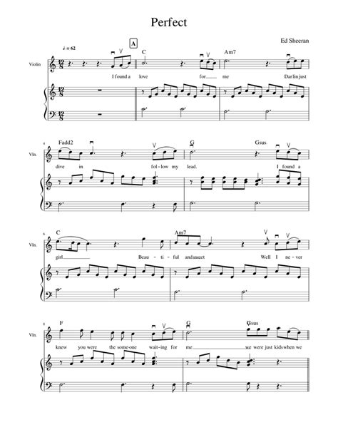 Perfect Ed Sheeran Violin C Major Sheet Music For Violin Solo