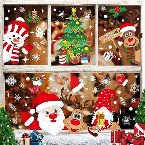 Christmas Window Clings 218 Pcs Christmas Window Stickers 10 Sheets Reusable Xmas