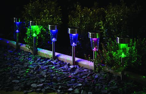 6er Set LED Solarleuchten Farbwechsel 37 cm Glas mit Erdspieß Garten