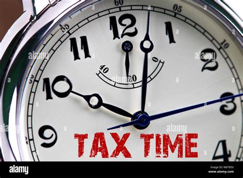 Tax Time Concept Clock Closeup Isolated On White Background With Red