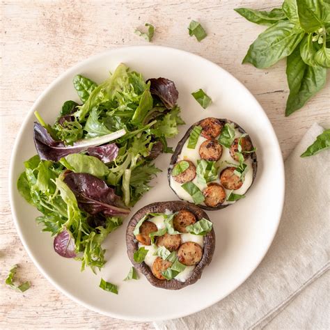 Portobello Mushroom Pizzas With Sausage Basil 👩‍🍳 With ️ By Mealime