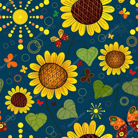 Seamless Floral Dark Blue Summer Pattern Stock Vector By Olgadrozd