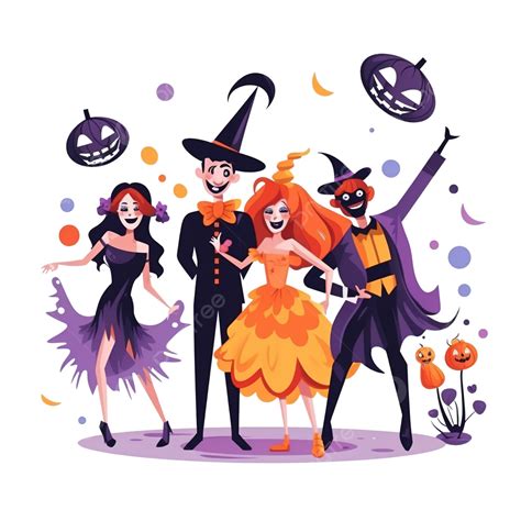 Halloween Invitation Party With People In Carnival Costumes Costume