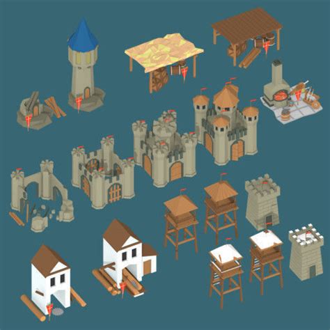 3d Model Low Poly Medieval Buildings Part 1 Vr Ar Low Poly Cgtrader