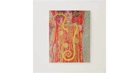 Gustav Klimt Red Woman Gold Snake Painting Jigsaw Puzzle Zazzle