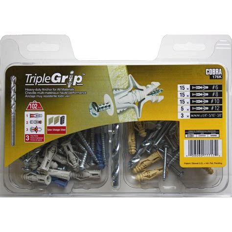 Triple Grip 50 Piece Multi Purpose Anchor Kit With Screws 176K The